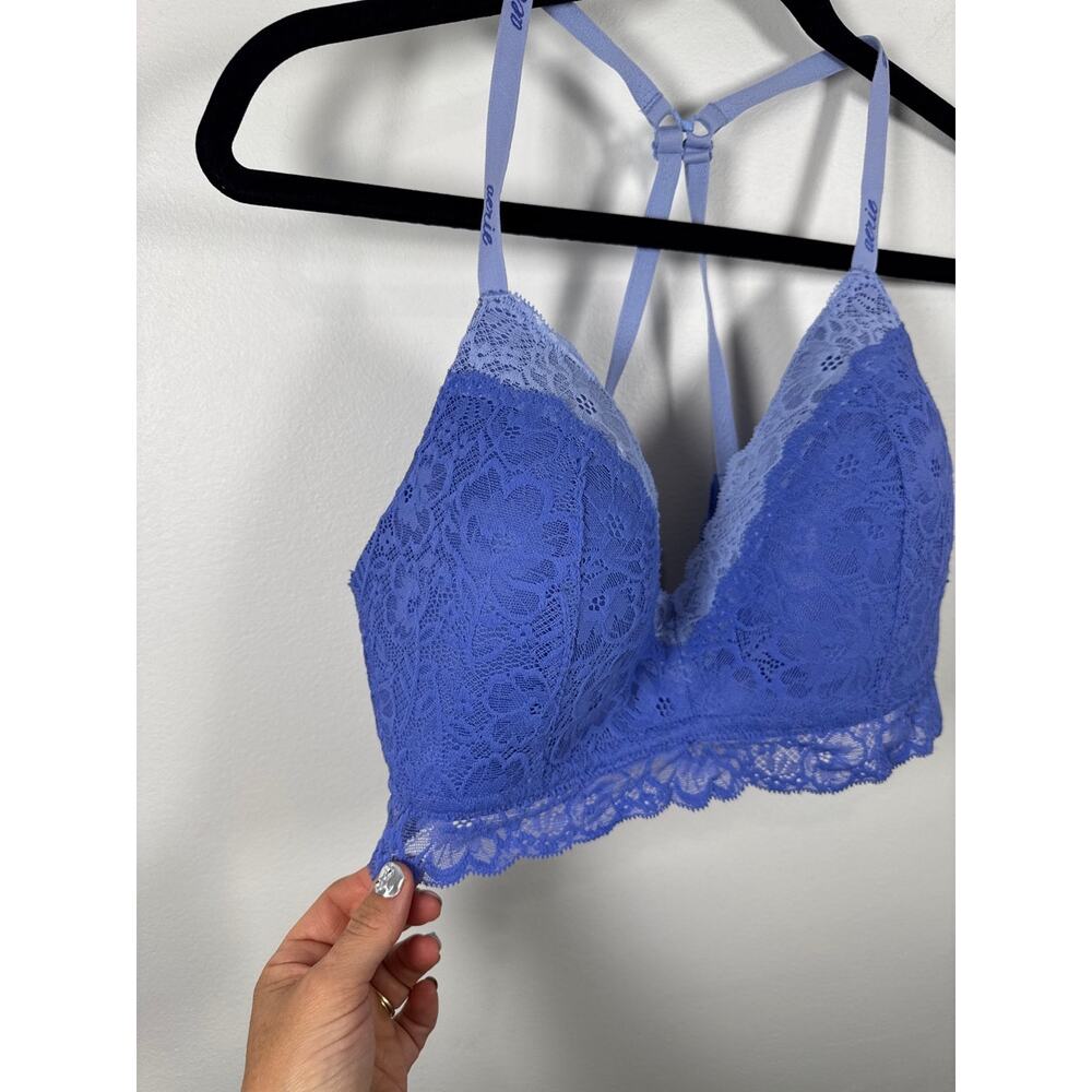 Aerie Real Good Lace Bralette - Longline V-Neck - Blue - 36D - Picture 3 of 7
